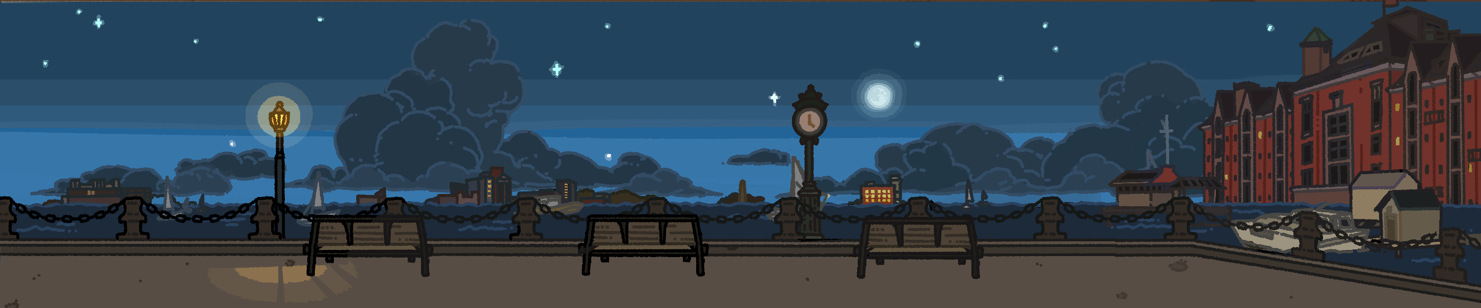 Luna's drawing of Boston Seaport at night
