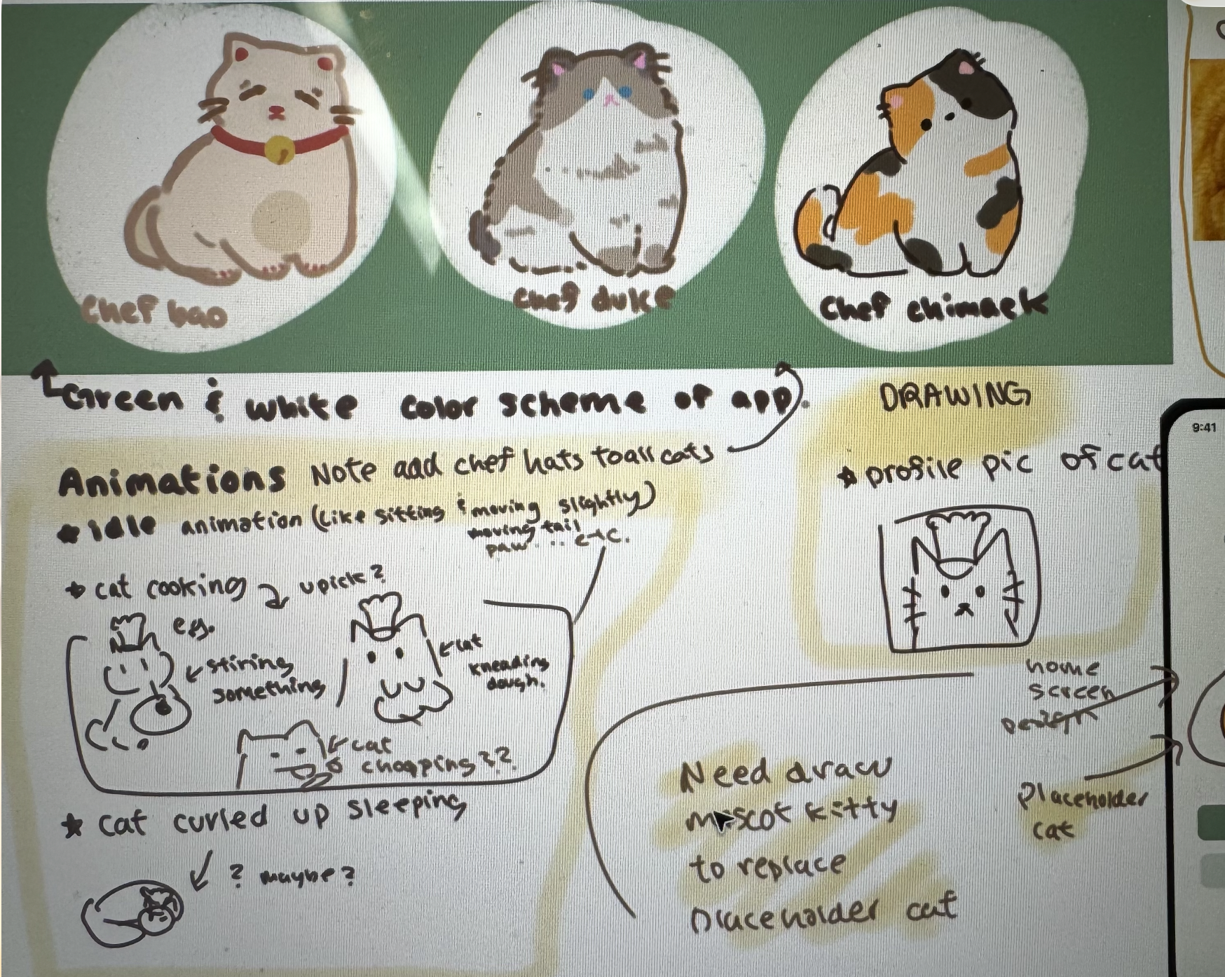 Lilymoon's early Catena cat sketches and app notes